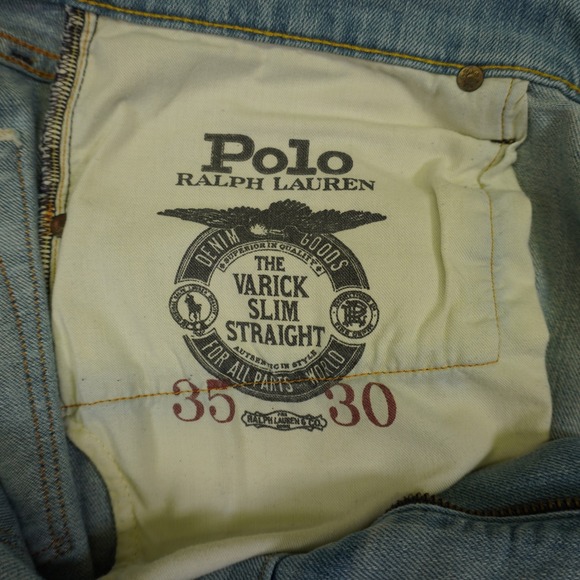Polo Ralph Lauren Varick Slim Straight Jeans Mens 35x30 (Fits 38x31) Light Blue - Picture 10 of 16